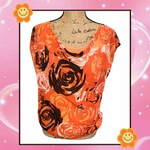 90s Floral Abstract Sheer Top